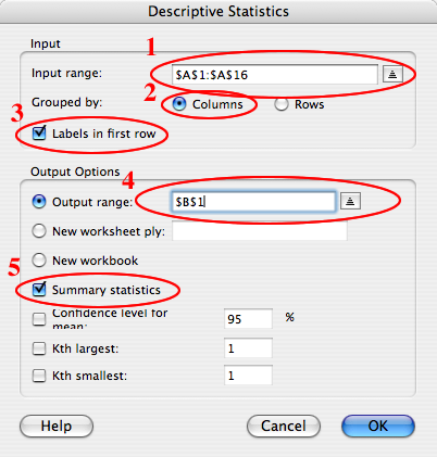 descriptive statistics excel mac